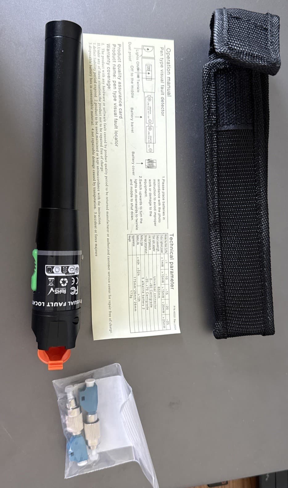 Two 30mW Fiber Optic Cable Tester Pen Type Visual Fault Locator
