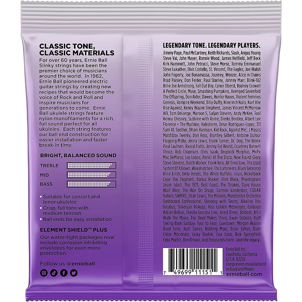 Ernie Ball Concert & Tenor Nylon Ball-End With Wound G Ukulele Strings 2