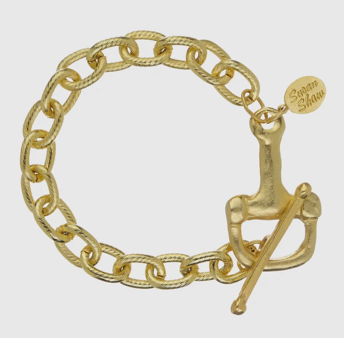 Susan Shaw Horse Bit Bracelet - Charm Toggle Link Chain 24k TGP NWT $106 NWT!
