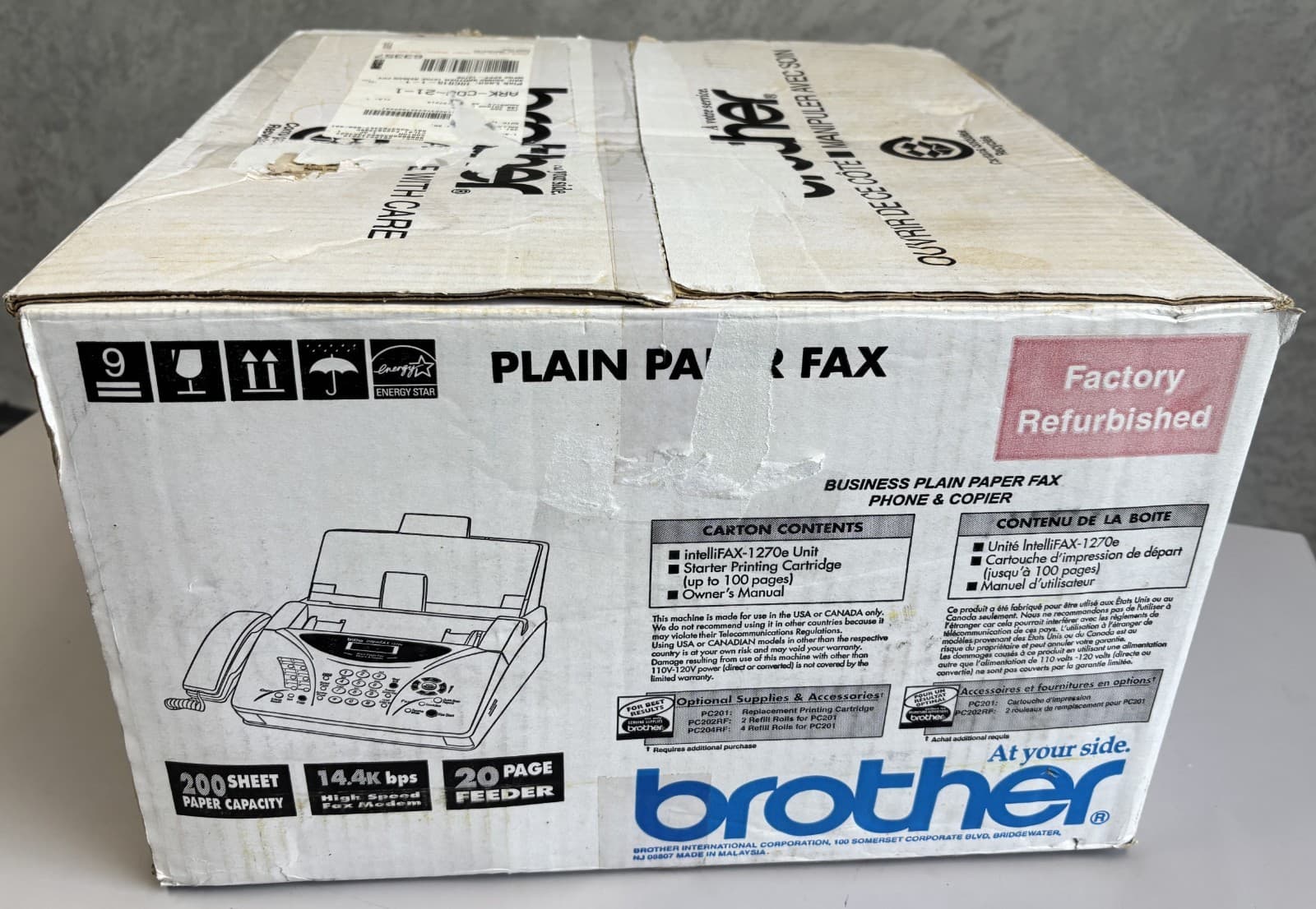 Brother IntelliFAX 1270e Plain Paper Thermal Fax Phone Copier Factory Refurb 6