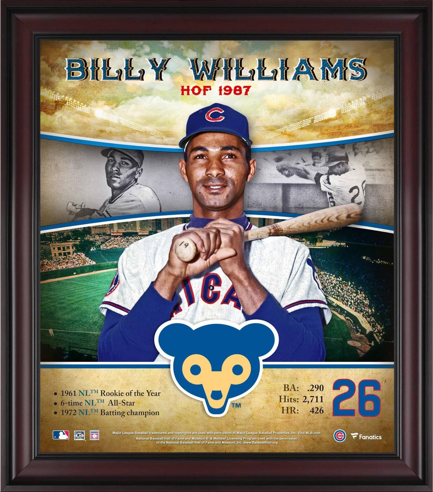 Billy Williams Chicago Cubs Framed 15x17 Hall of Fame Career Profile
