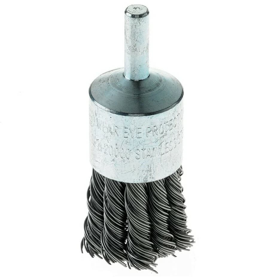 1-1/8" Wire Knot End Brush Carbon Steel with 1/4" Shank For Die Grinder or Drill 2