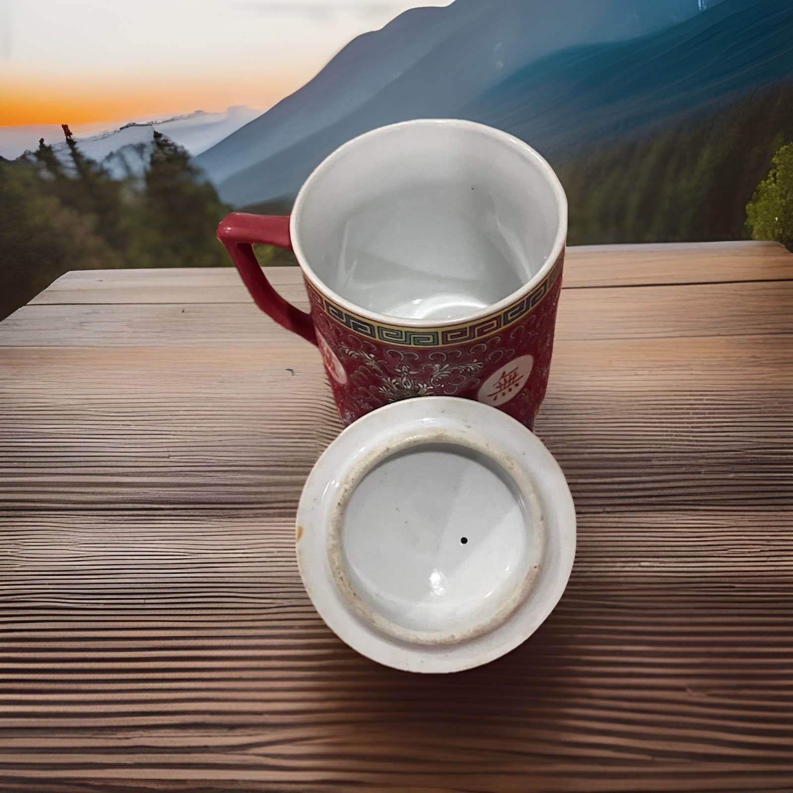 Vintage Traditional Chinese Jingdezhen Ceramic Porcelain Mug Tea Cup With Lid 6