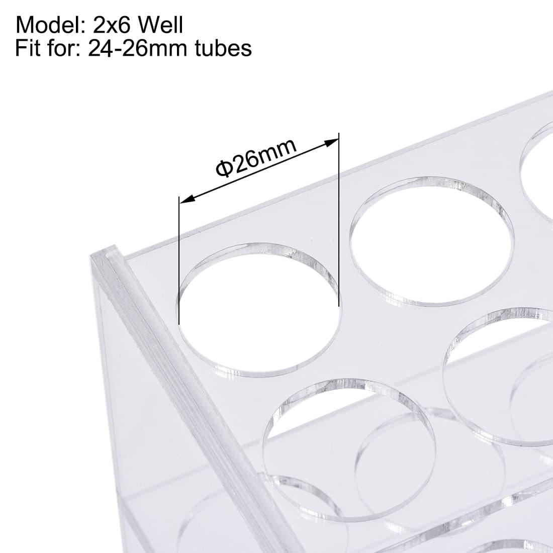 Acrylic Test Tube Holder Rack 2x6 Wells for 50ml Centrifuge Tubes Clear 4