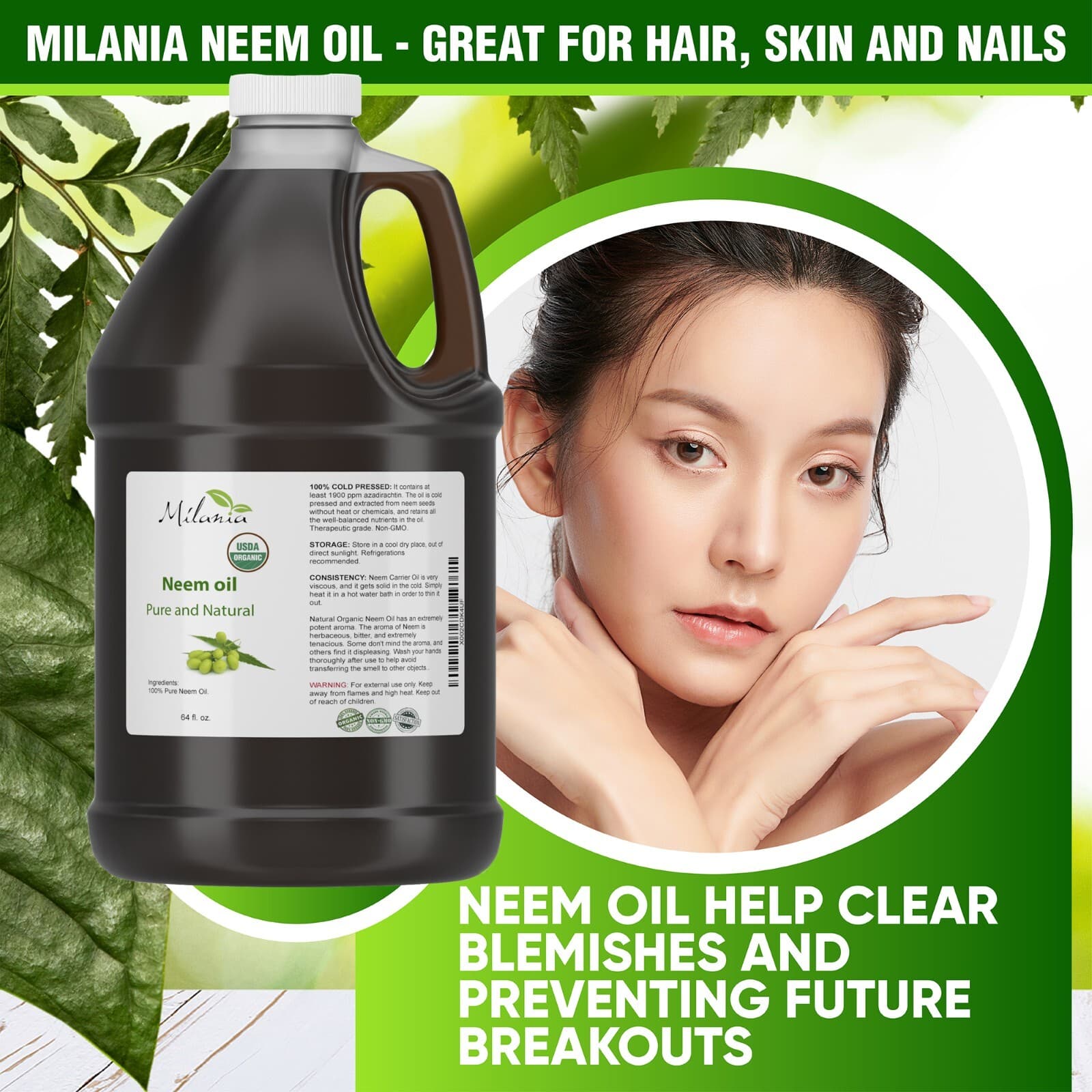 Neem Oil 64 oz Premium Organic - Virgin, Cold Pressed, Unrefined 100% Pure 5
