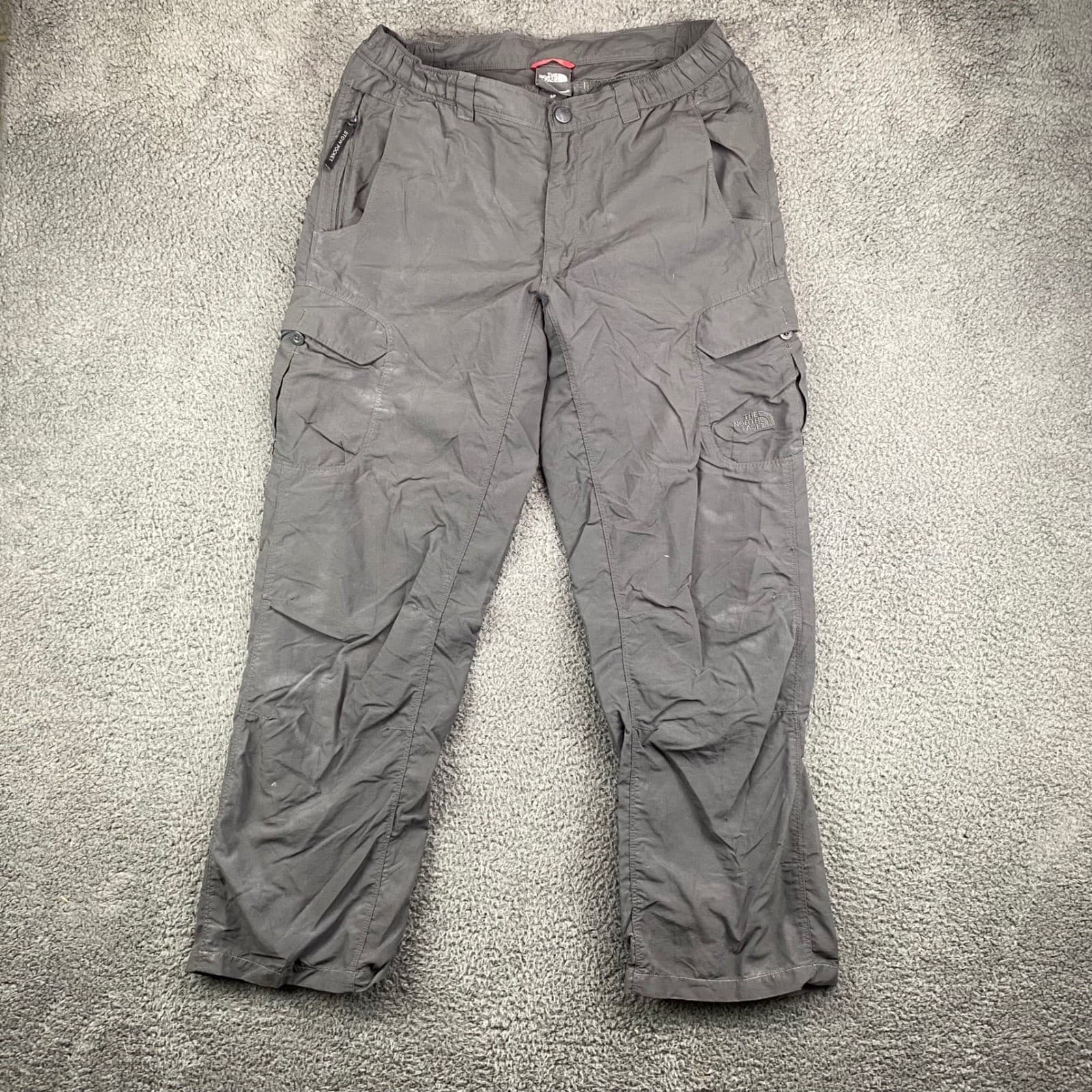 The North Face Mens Cargo Pants Gray Nylon Hiking Travel Lightweight Small