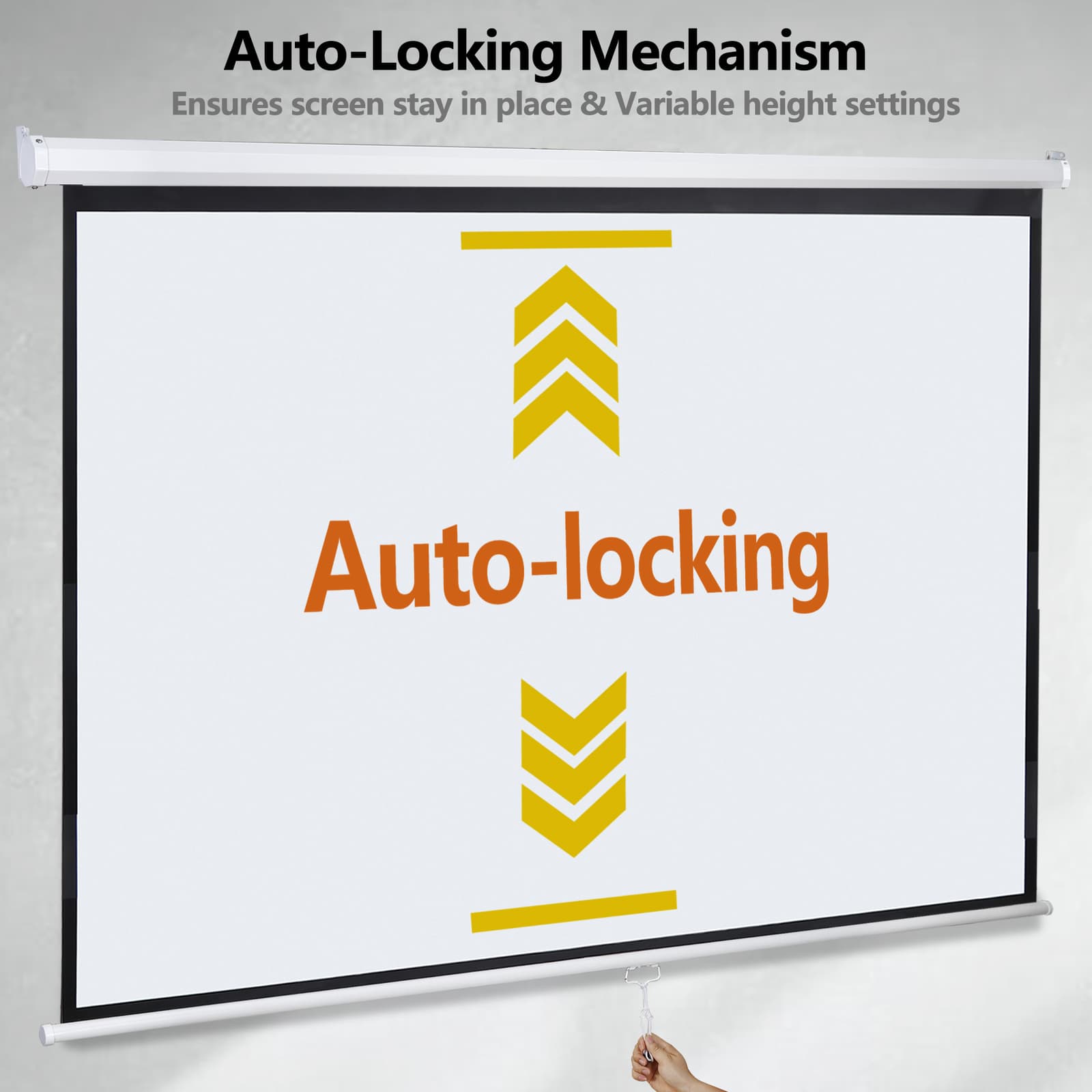 100" Projector Screen Manual Pull Down Projection Screen Theater 16:10 4K HD 6