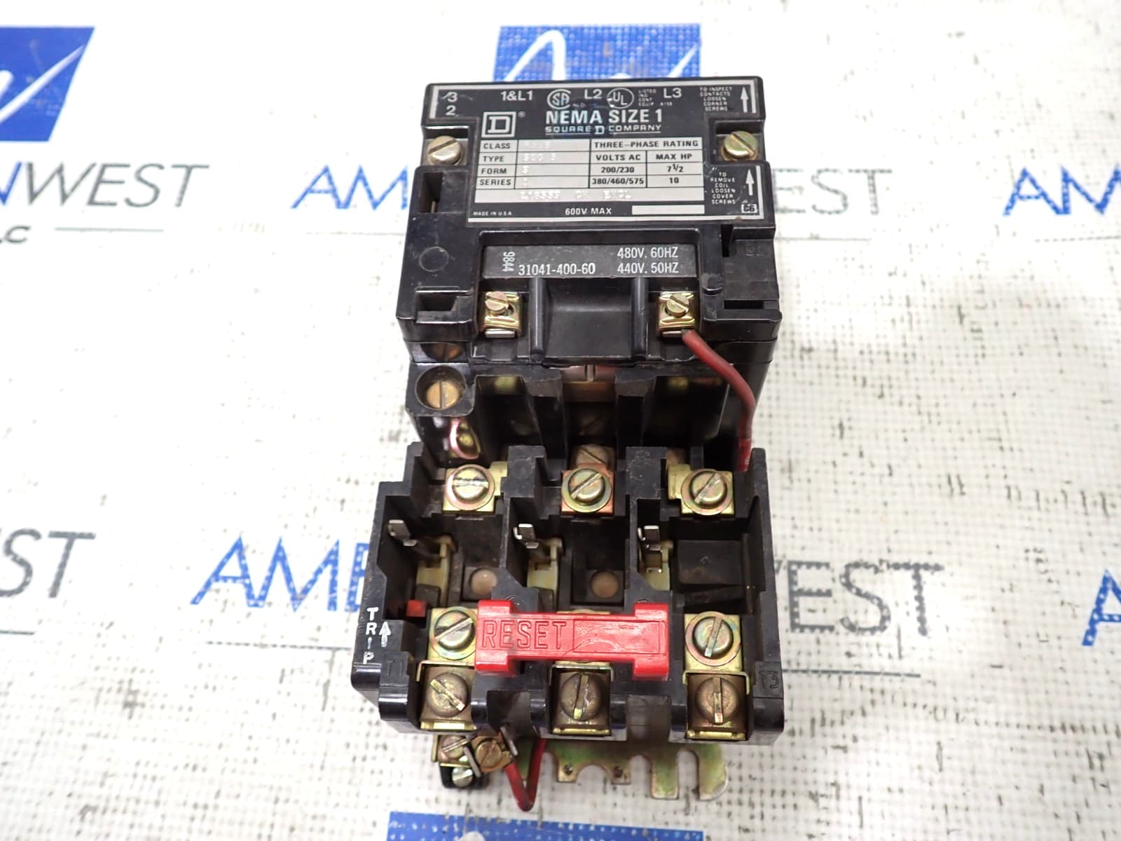 Square D Size 1 8536SCG3 Starter 3P 600V Contactor 480 Volt Coil - Tested ST320
