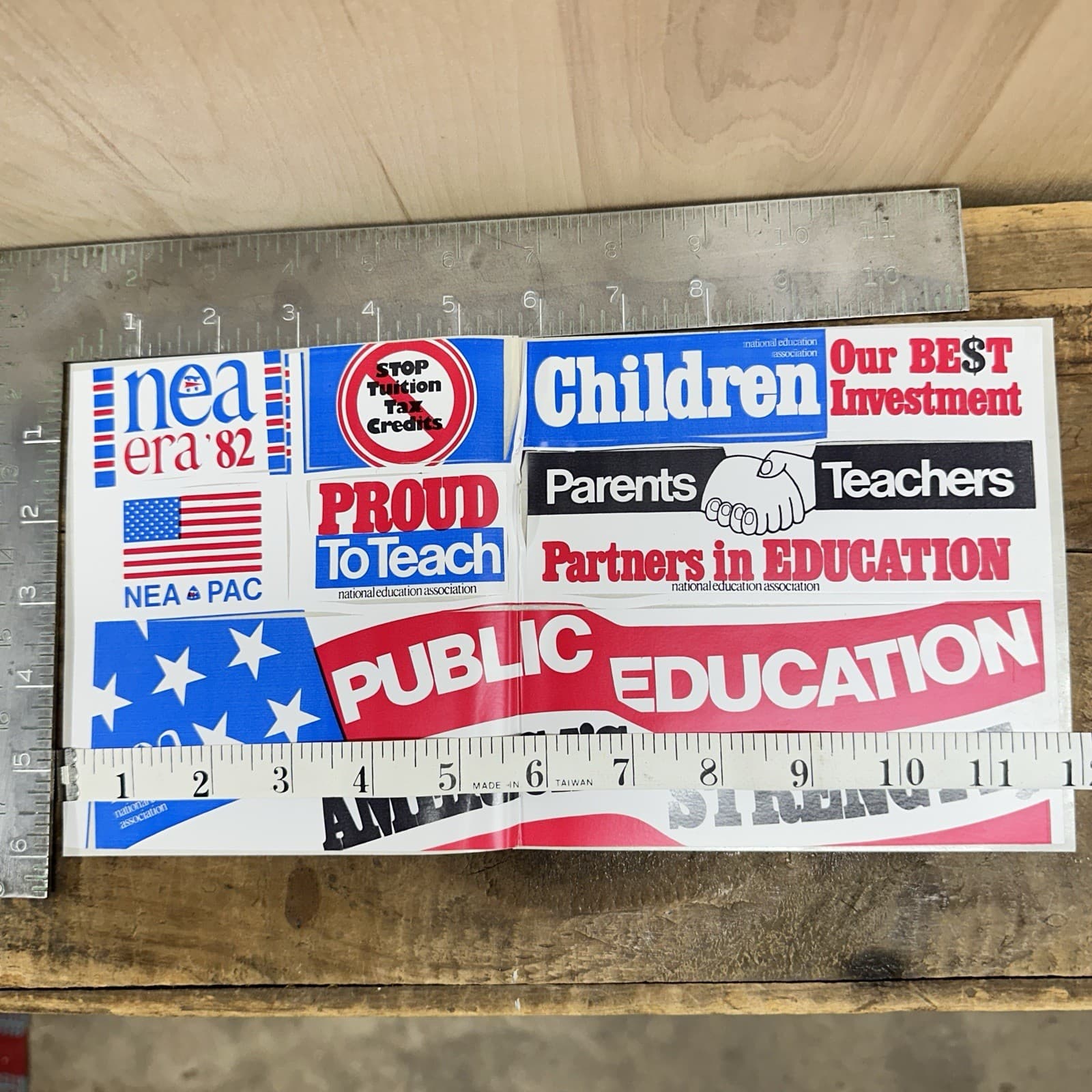 Vintage Teachers NEA Bumper Sticker Sheet National Education Association 1982  2