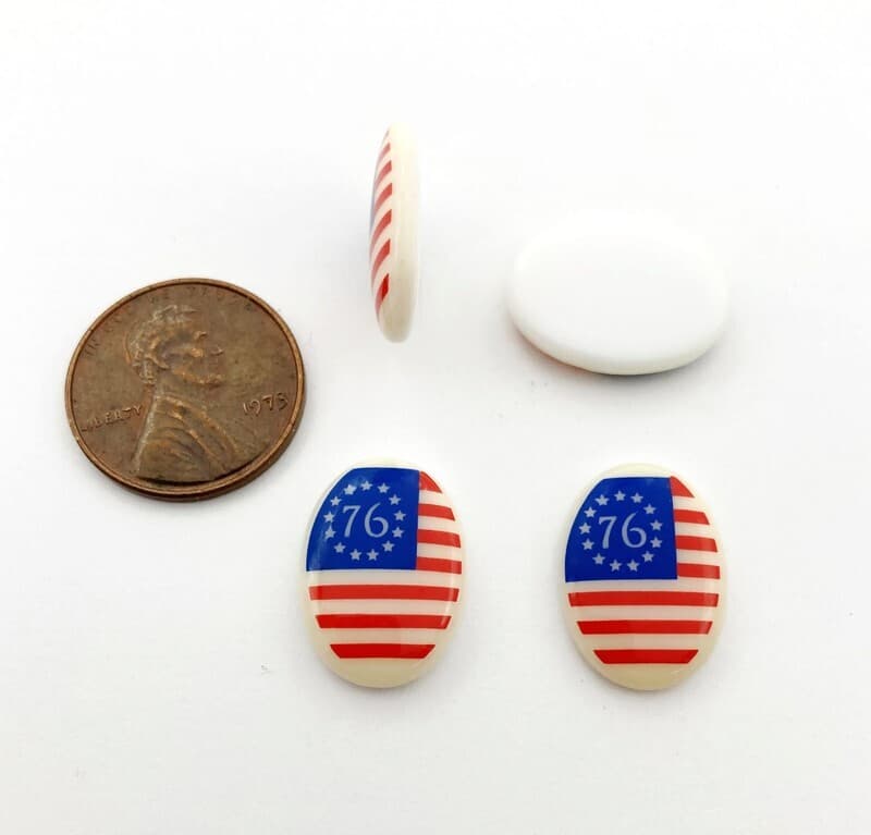 6 Vintage Betsy Ross 13 Star 1776 American Flag 18x13mm. Oval Glass Cameos L550 4