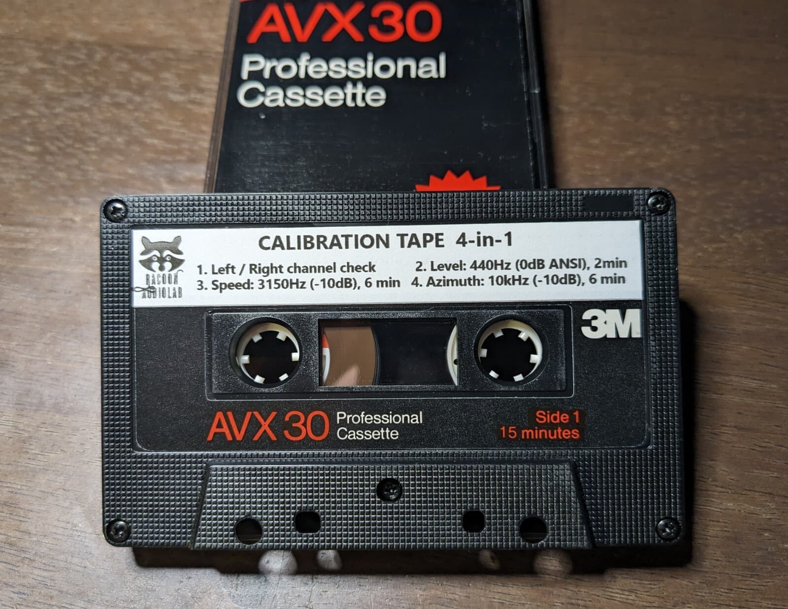 4-in-1 AVX30 Test/Calibration audio cassette tape: L/R, level, speed, azimuth 2