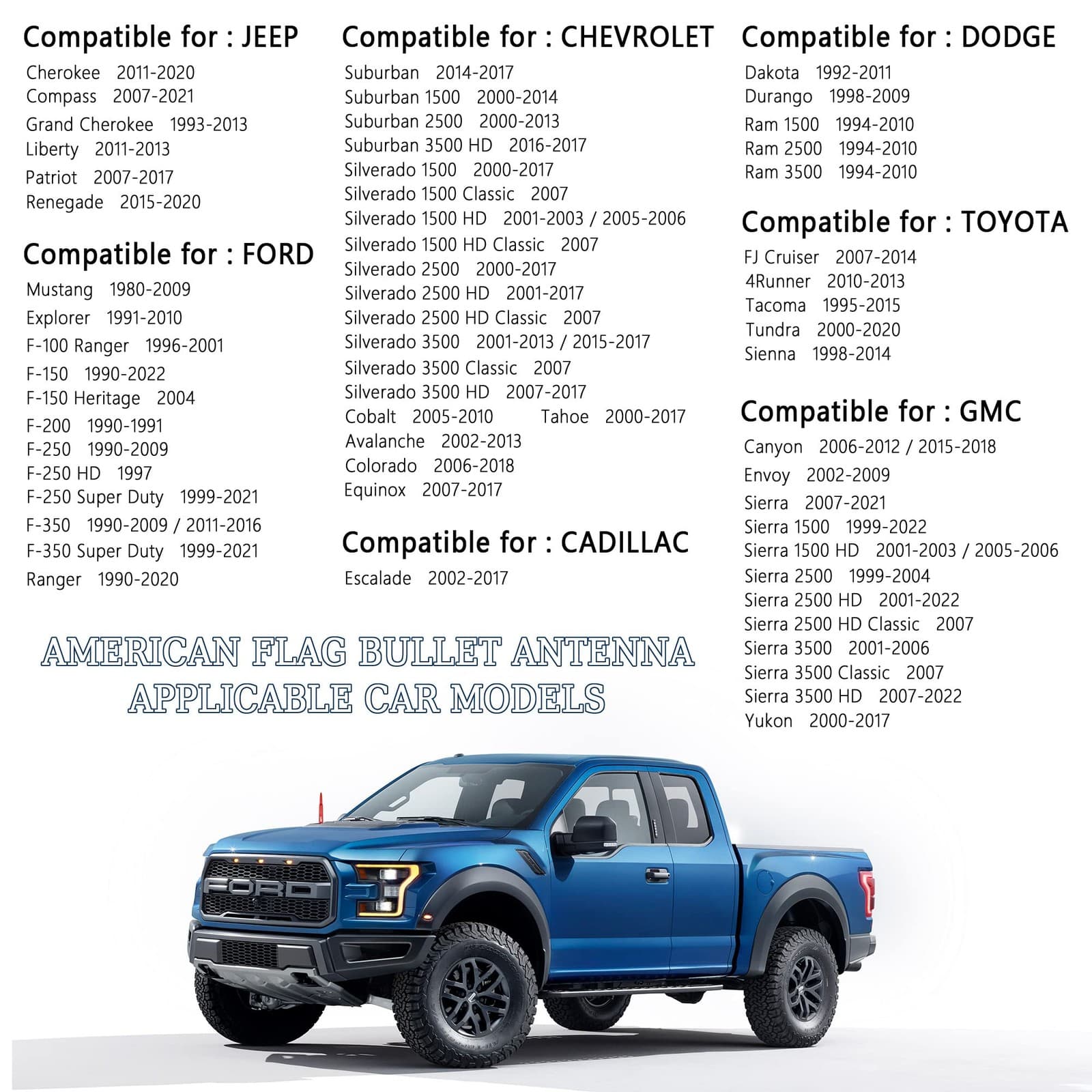 Antena de Bala para Camioneta Auto Carro con Adaptador Universal Antenas Balas 2