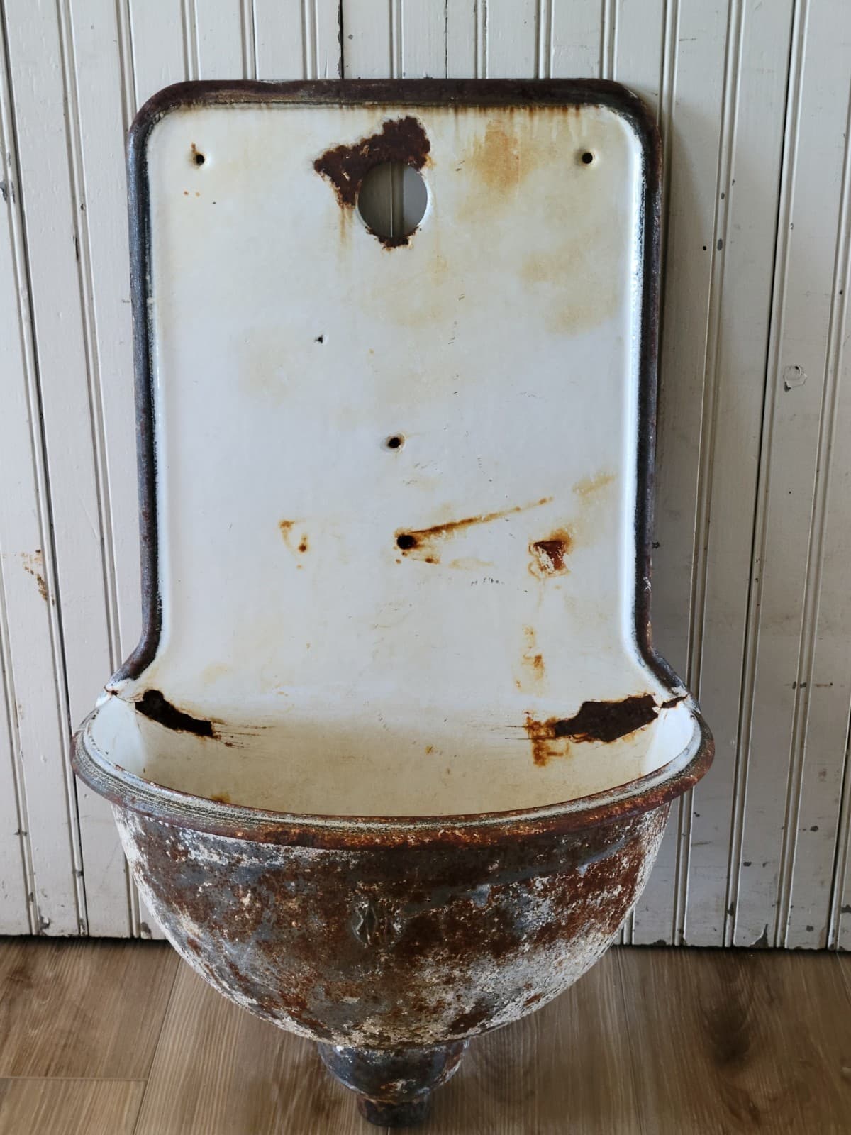 WoW Antique French Chippy CRACKLED Cast Iron Wall Garde Planter Fountain PATINA