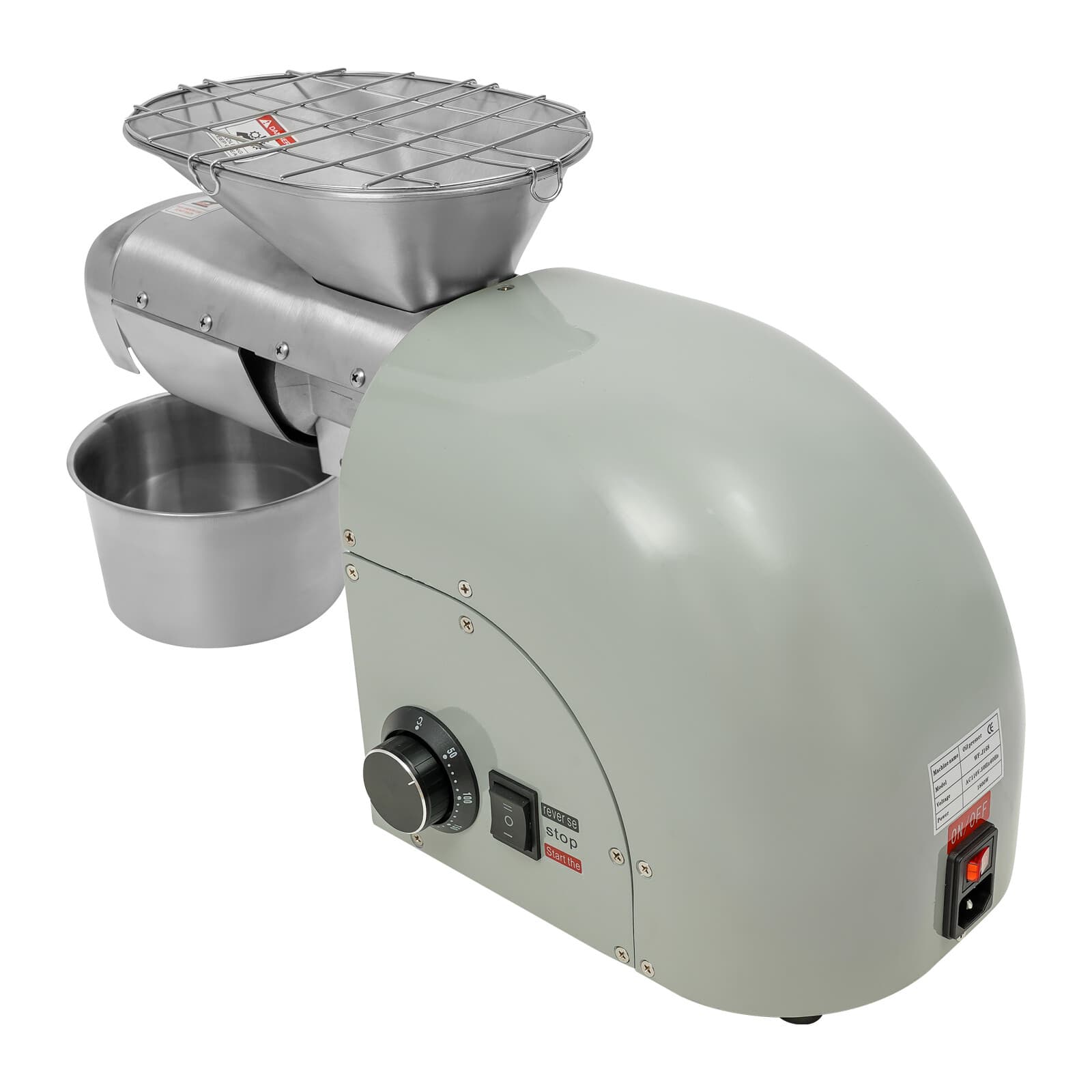 Oil Press Machine Nut Seeds Oil Extractor Cold & Hot Press Machine 1250W 50-300℃ 5