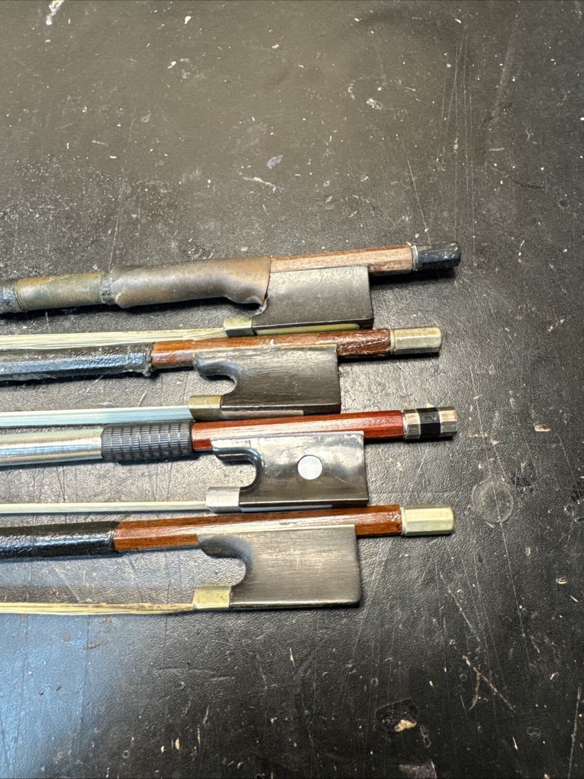 4 Old Violin Bows For Repair. 1-3/4 & 3-4/4 2
