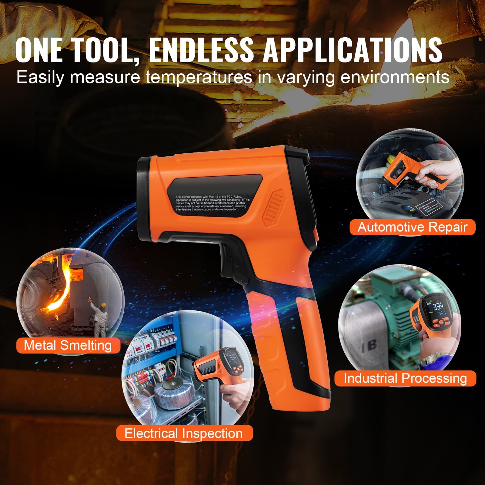 Uimoso Infrared Thermometer -40~2732°F Dual Laser Temperature Gun Non-Contact 6