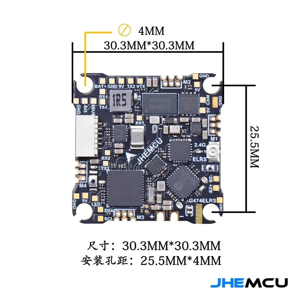 JHEMCU G474ELRS AIO Flight Controller Built-in 2.4G Receiver OSD 8MB 1-2S 5