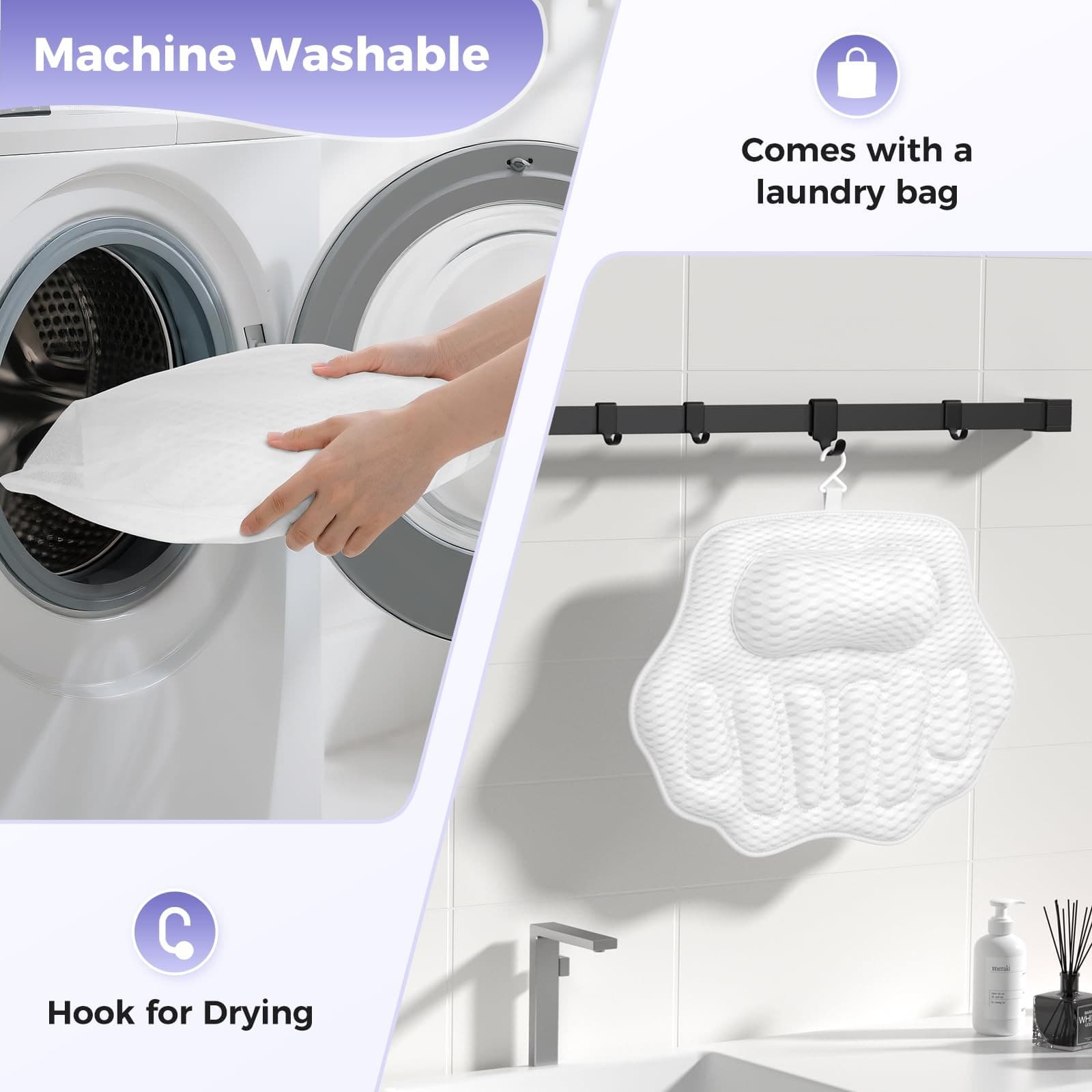 Bath Pillows for Tub Ergonomic Bathtub Pillow for Head & Neck Relaxation 4D A... 5