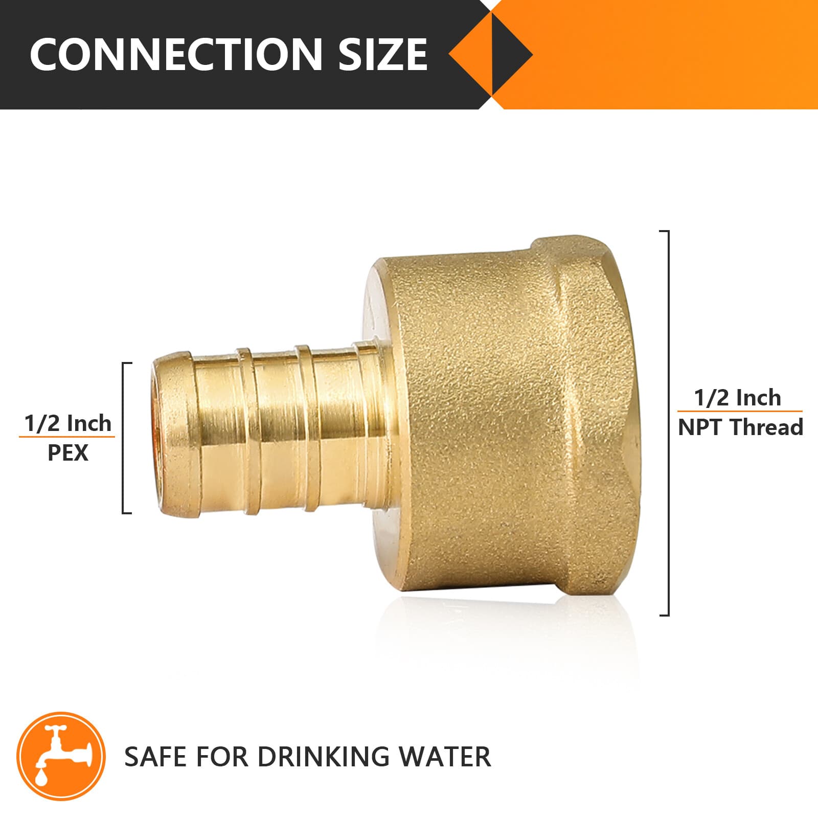 EFIELD 1/2"Pex ×1/2" Female Adapter Brass Crimp Fittings Lead Free Free Shipping 2