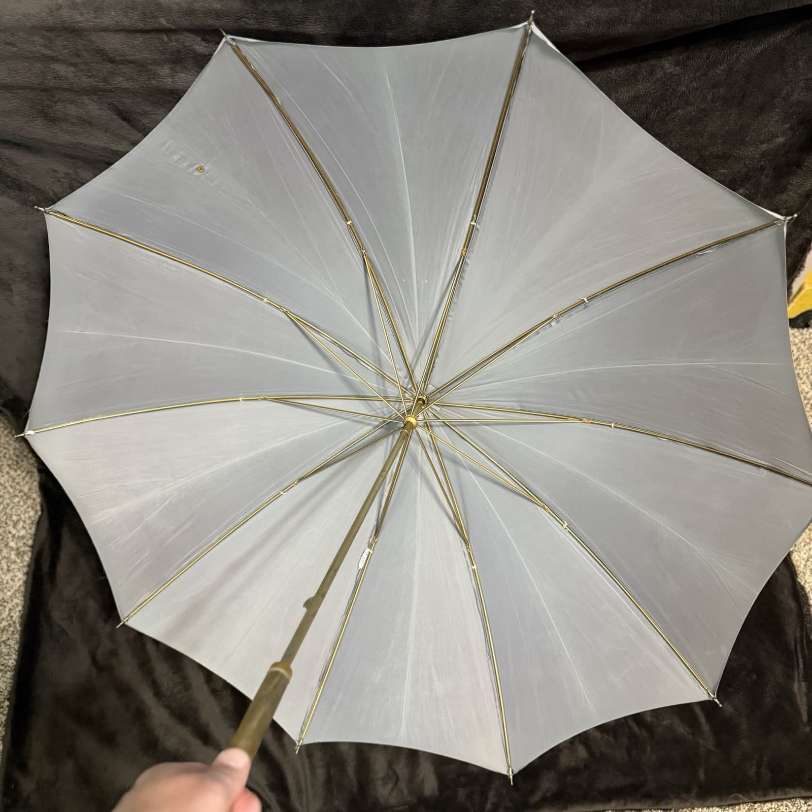 Polan Katz & Co. PK Grey Umbrella Parasol With Unique Square Handle 6