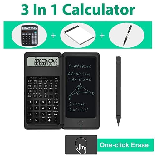 Scientific Calculator with Notepad,  10 Digits LCD Display Foldable Scientific  3