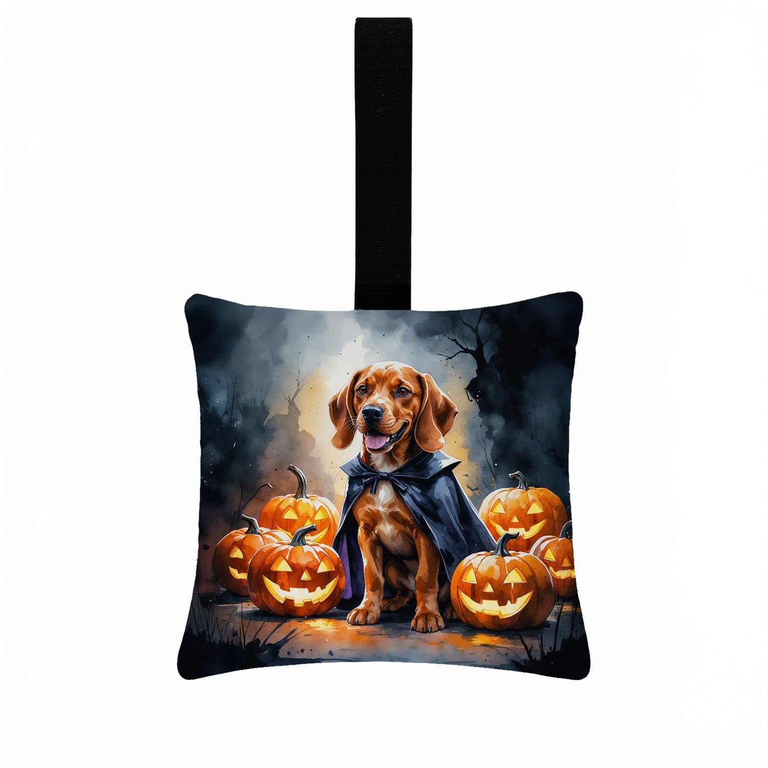 Vizsla Puppy Halloween Hanging Square Fabric Ornament 3.5 by 3.5 DAC8454PO3