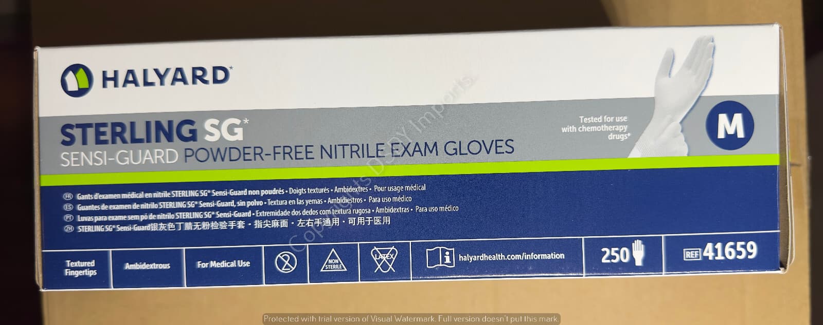 2500 HALYARD NITRILE STERLING SG EXAM GLOVES (1xCASE) (L/M/S powder & latex free 6
