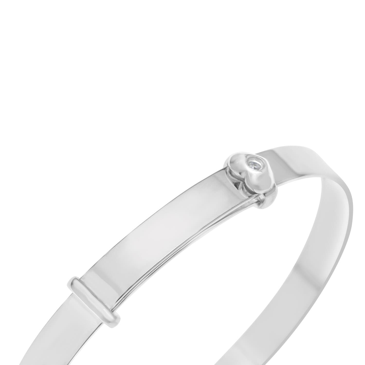 Silver Baby's First Diamond Bracelet Bangle Girl Shower Baptism Christening Gift 6