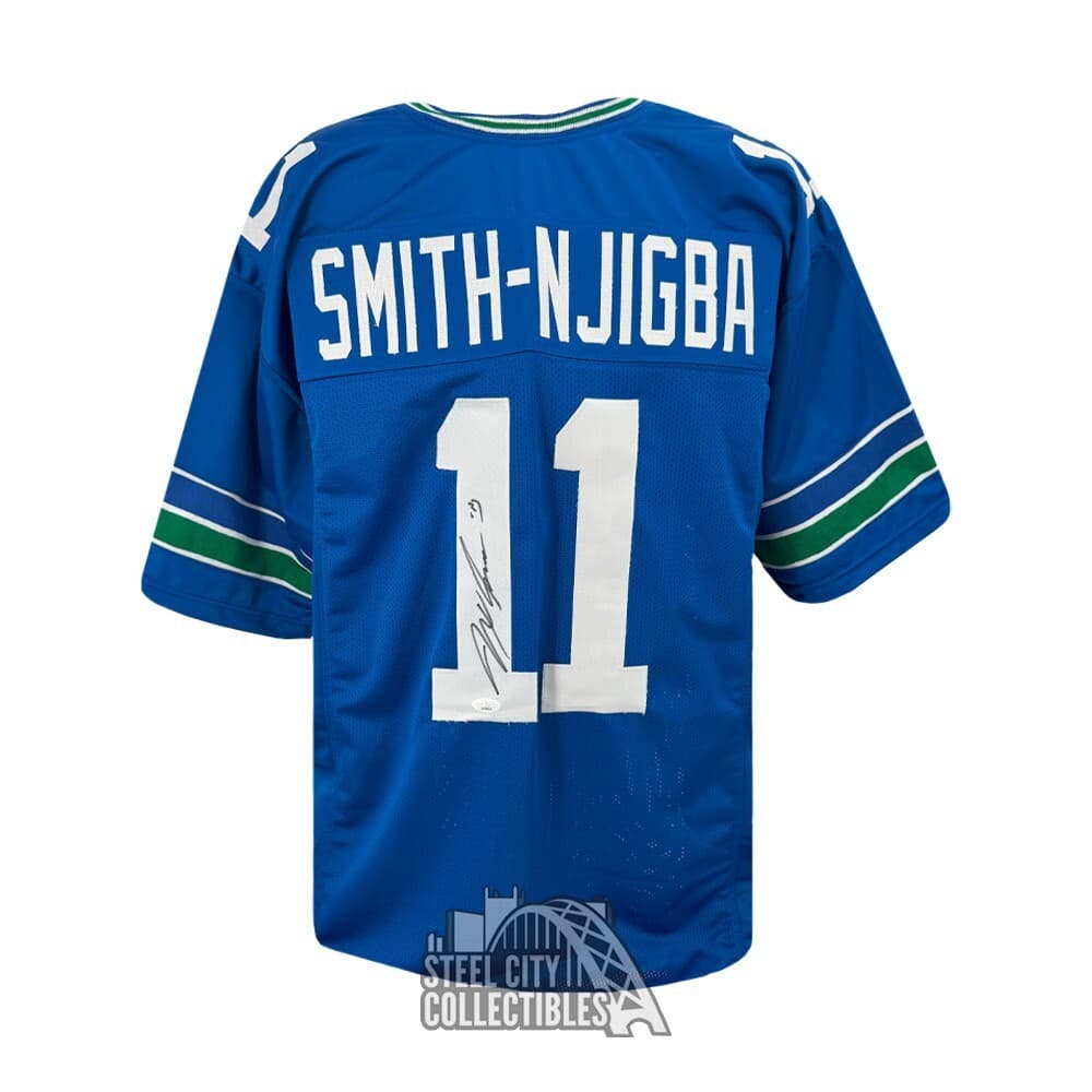 Jaxon Smith-Njigba Autographed Seattle Custom Blue Jersey - JSA (Left # Signed)
