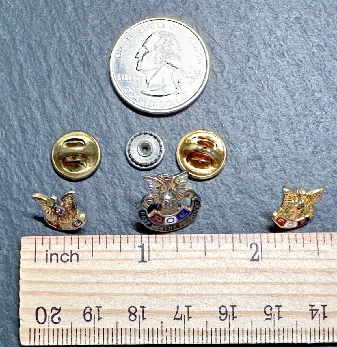 3 FOE PINS TACKS FRATERNAL ORDER OF EAGLE : 1 PAST WORTHY PRESIDENT, 2 FOE G981 2