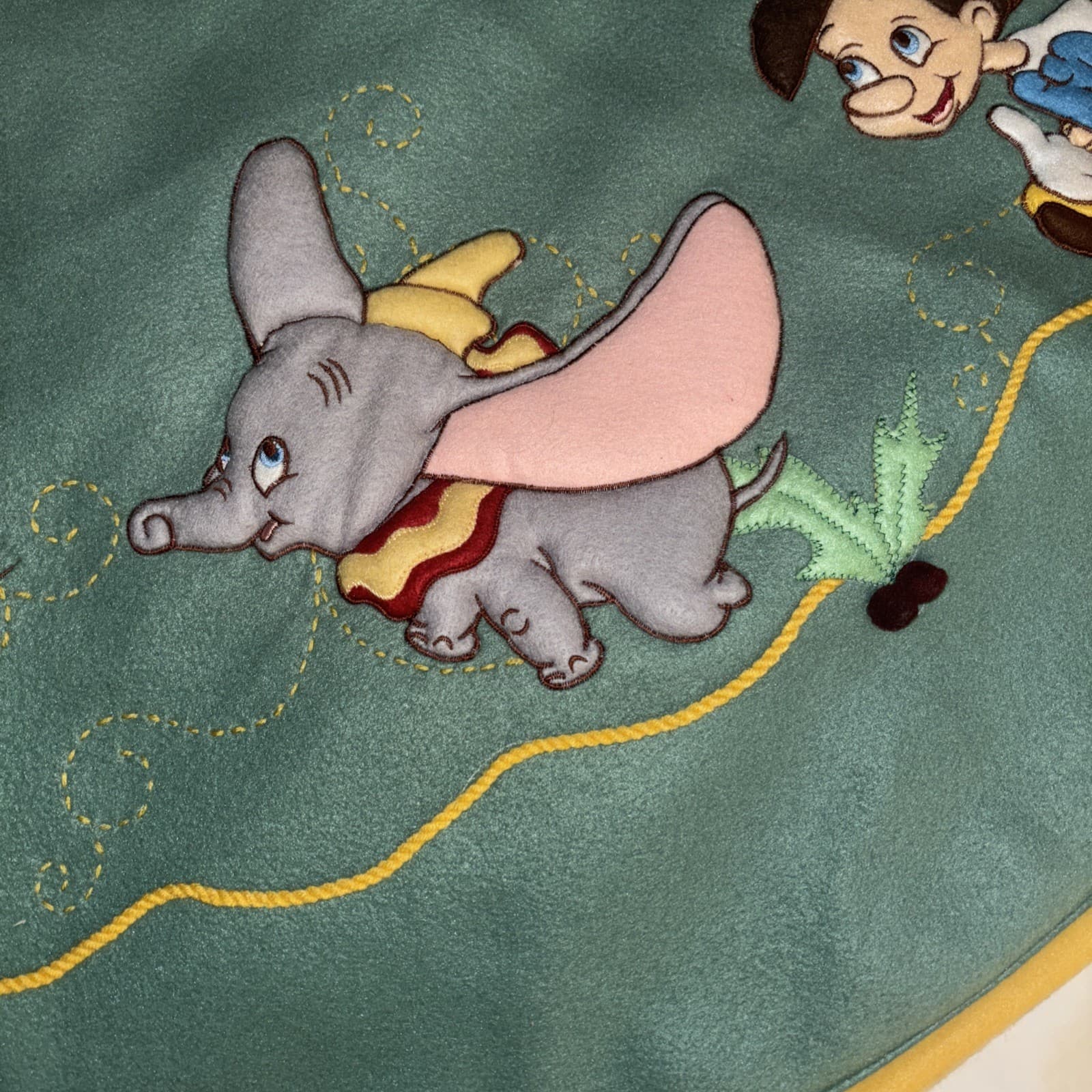Disney Christmas Tree Skirt Embroidered Mickey Dumbo Bambi Cheshire Cat Green 5