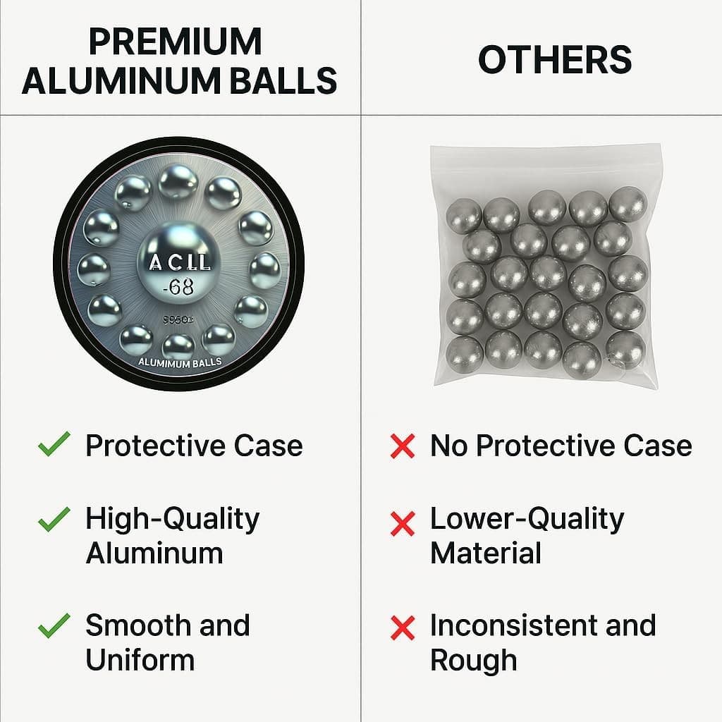 Premium Aluminium Balls .68 Cal. Solid Resuable Paintballs Powerballs for Target 5