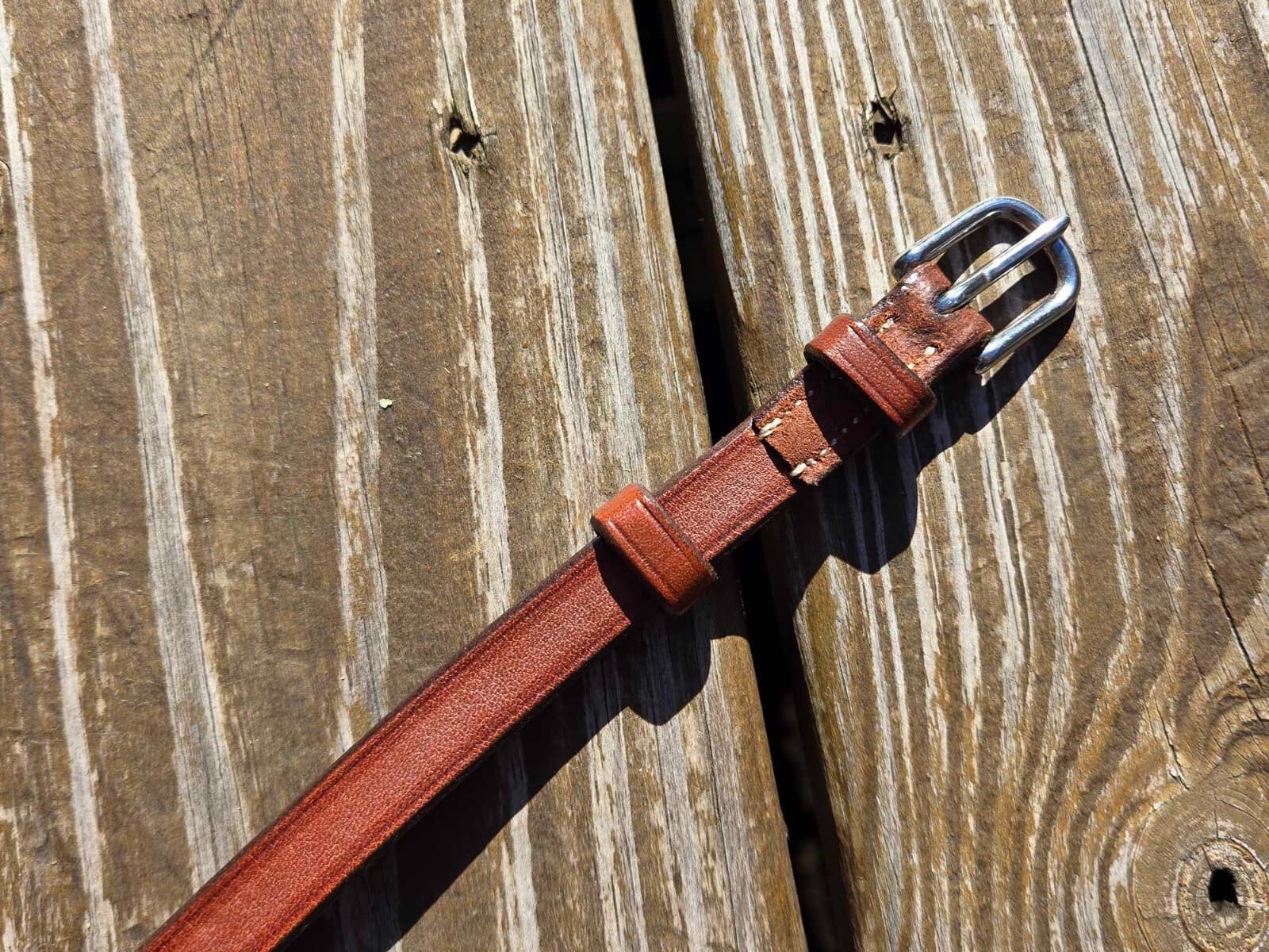 CWD Brown Leather SINGLE Cheekpiece - Bridle Replacement Part - 12" L 2