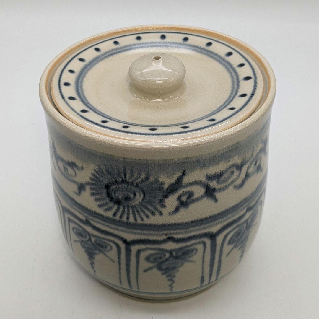 Tozaburo Kato Akazu ware Annan style mizusashi water jar Seto pottery Japan 6