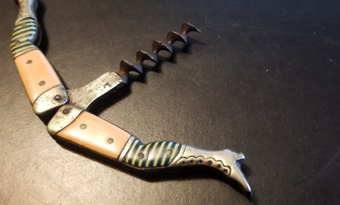 ANTIQUE GERMAN HALF NAKED LADY LEGS CORKSCREW 1800'S NICE 3 In GLASS DISPLAY BOX 6