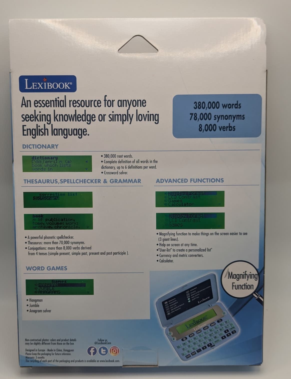 Lexibook the English Dictionary, Definitions, Thesaurus, Grammar, Phonetics NEW 4