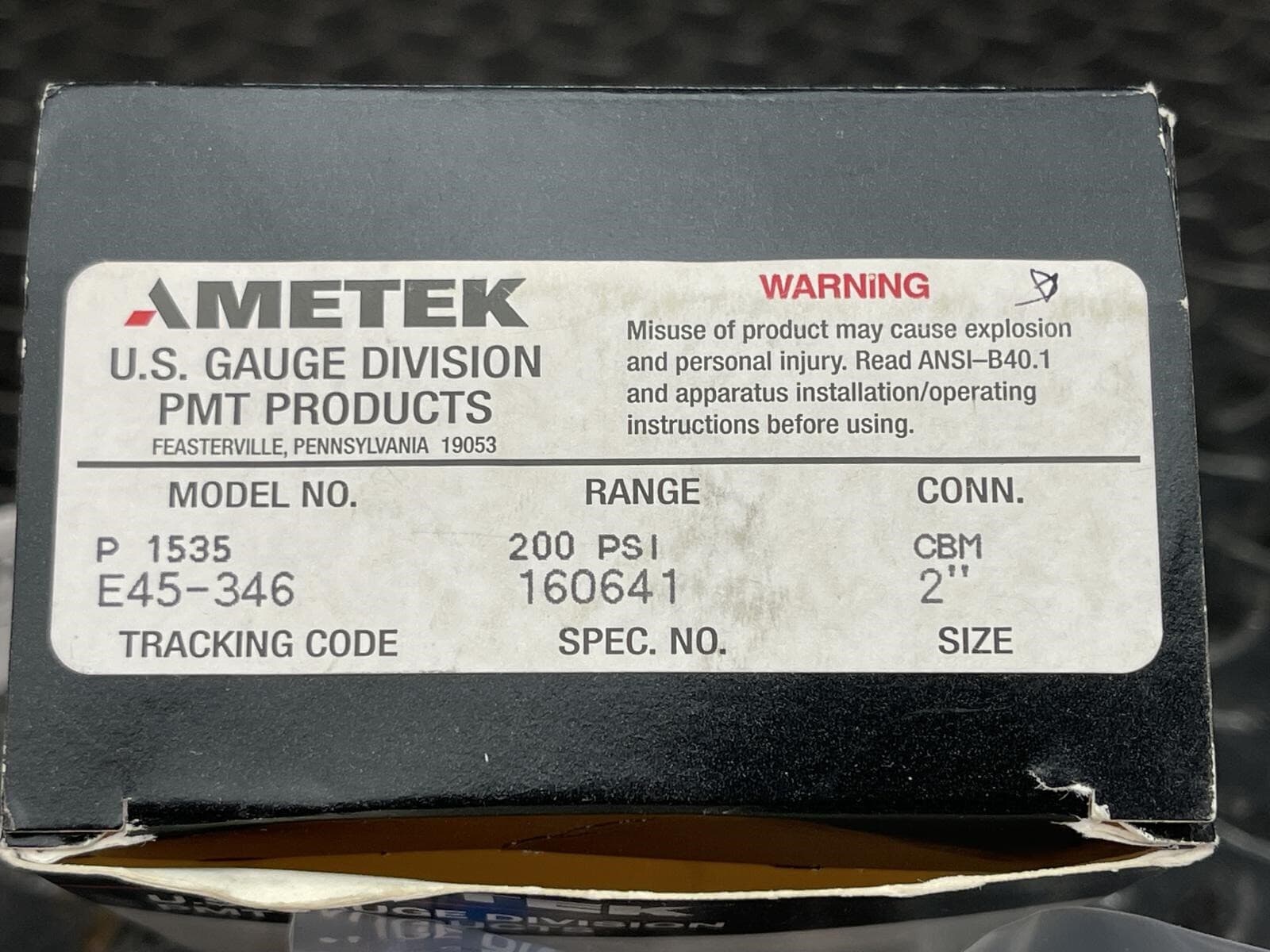 Ametek P 1535 Corrosion Resistant Gauge 200 PSI 2" Face CBM Connector NEW 5