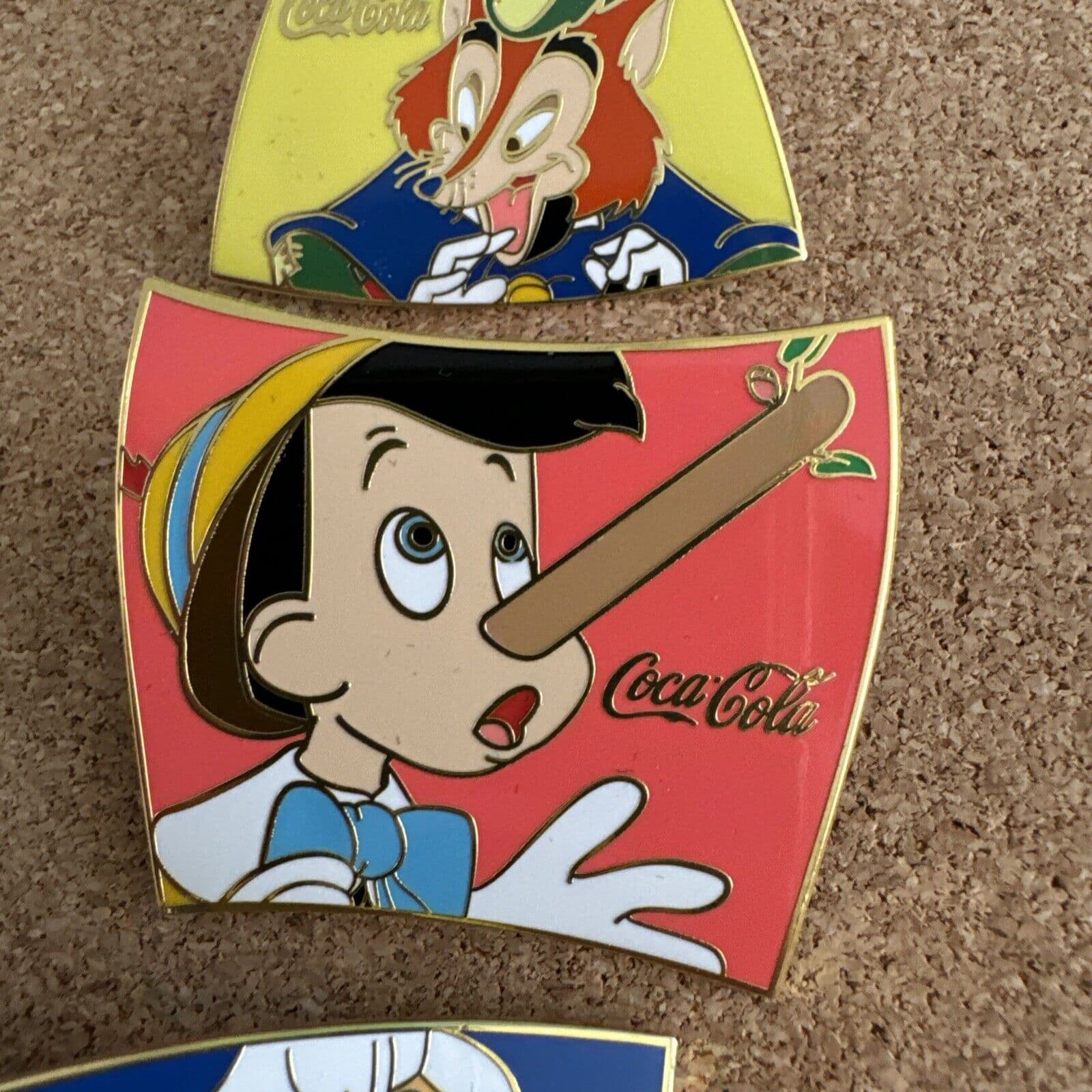 Disney Pinocchio Fantasy Pin Set Coke Bottle LE 100 Jiminy Geppetto Honest John 4
