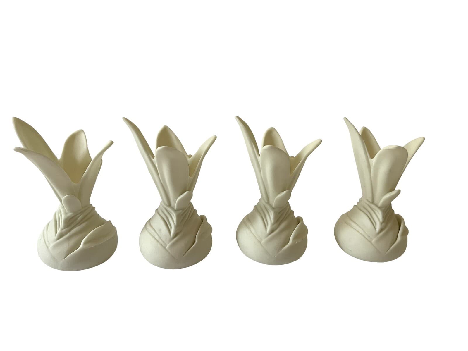 Vintage DEPT 56 Ivory Amaryllis Bulb Porcelain 3.5” Set Of 4 Card Holders 5