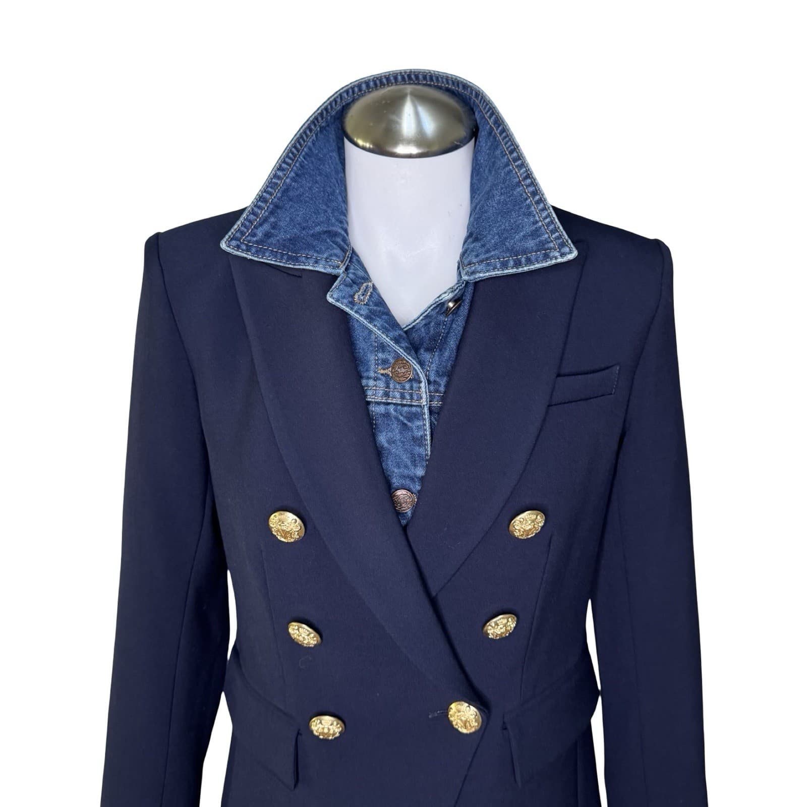 Dickey Compatible with VERONICA BEARD Blazer Denim Jacket Accessory Blue 3