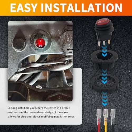 Car Rocker Switch 12V & 24V,Round Toggle Switch 12V with LED Light Design & Red 6