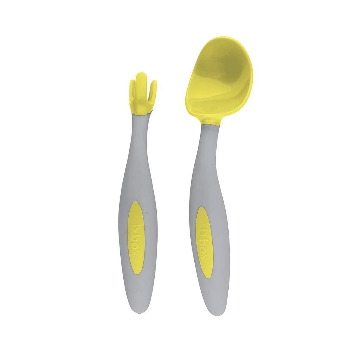 b.box Toddler Cutlery Set Case Patented FLORK Flower Fork Easy-Grip Large Spoon