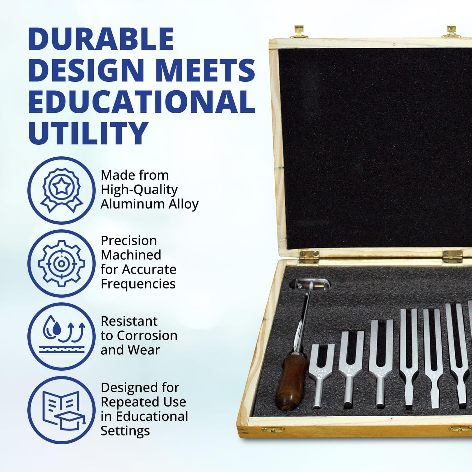 United Scientific Tuning Fork Set of 13 with Dual-Ended Mallet – 13 Aluminum ... 3