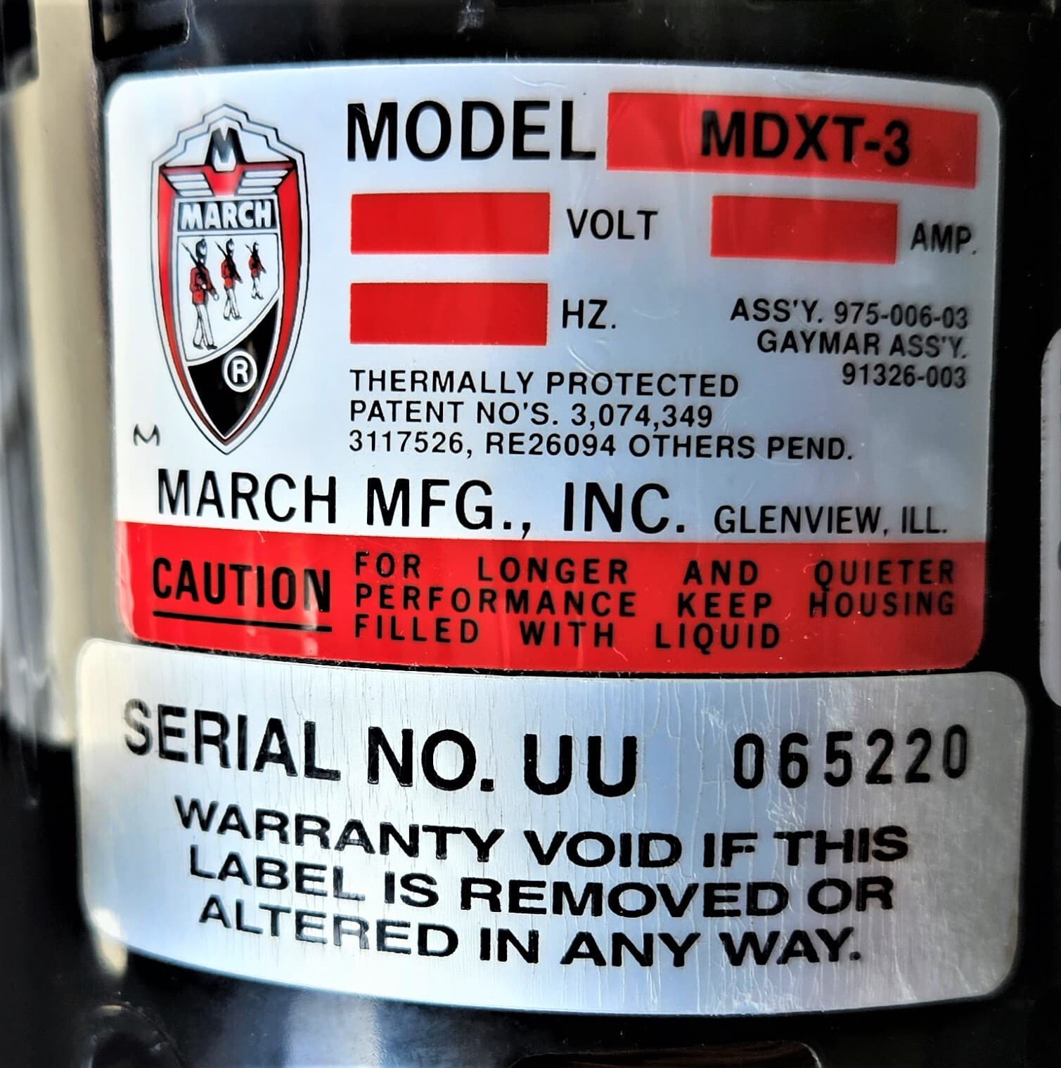 MARCH MFG MDXT-3  SEAL-LESS CENTRIFUGAL MAGNETIC DRIVE PUMP 4