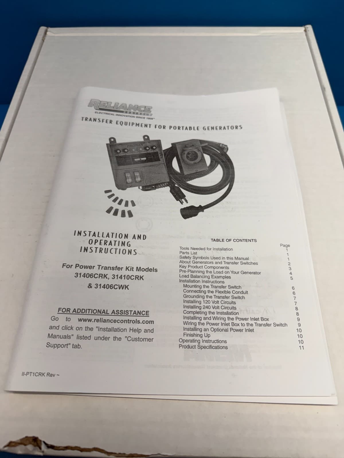 Reliance Controls 31406CWK Manual Transfer Switch For Portable Generators 5