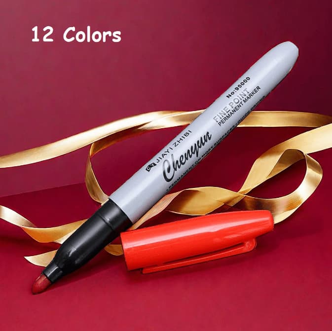 12 Colors Fine Point Permanent Markers, Durable & Long-Lasting for Office - NEW 2