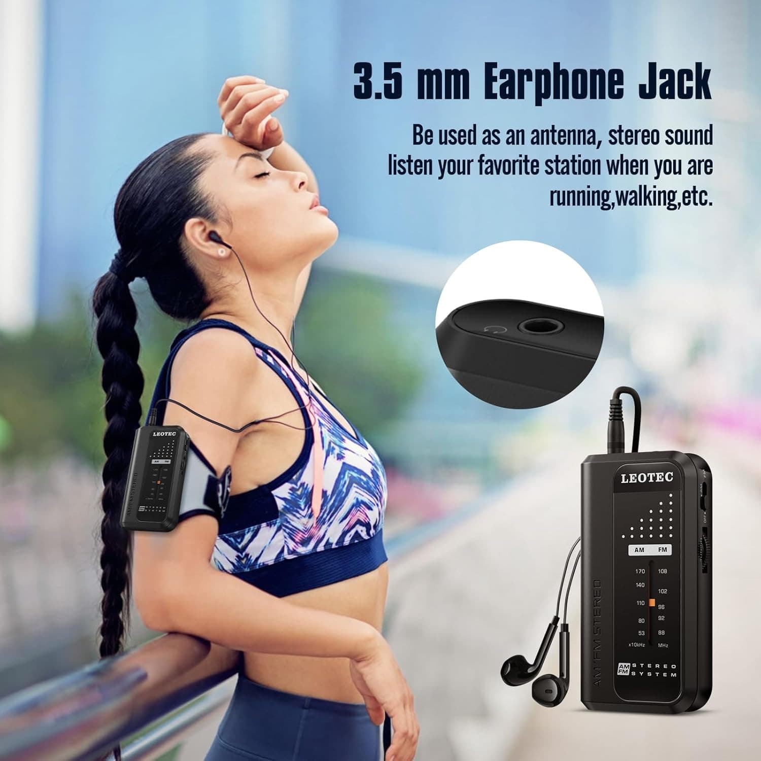 Portable Radio AM Fm,Small Pocket Radios,Stereo Sound with Earphones,2 AAA Batte 4