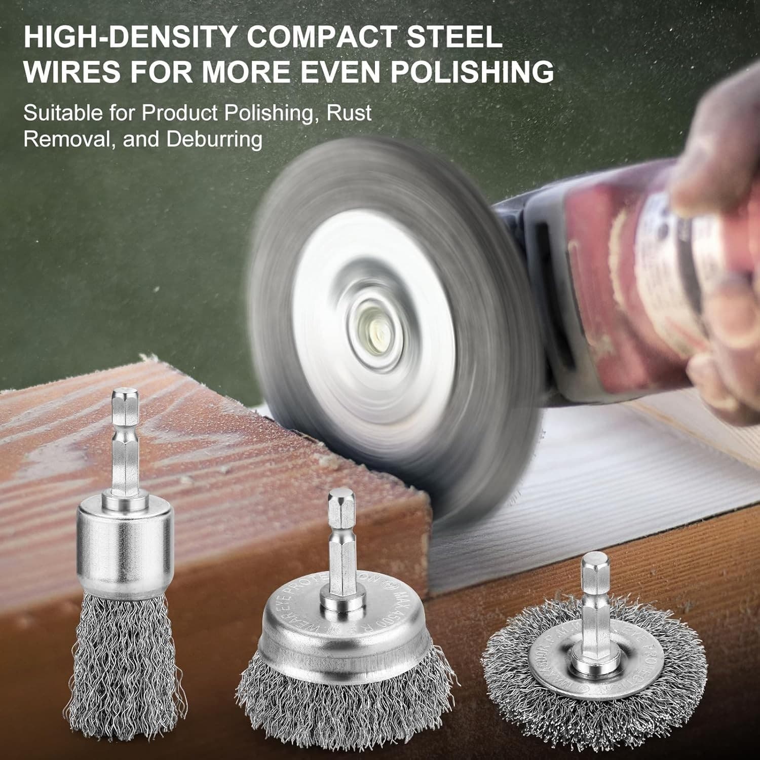 6Pcs Professional Carbon Steel Wire Wheel Brush for Drill - Cleaning Rust Attach 6