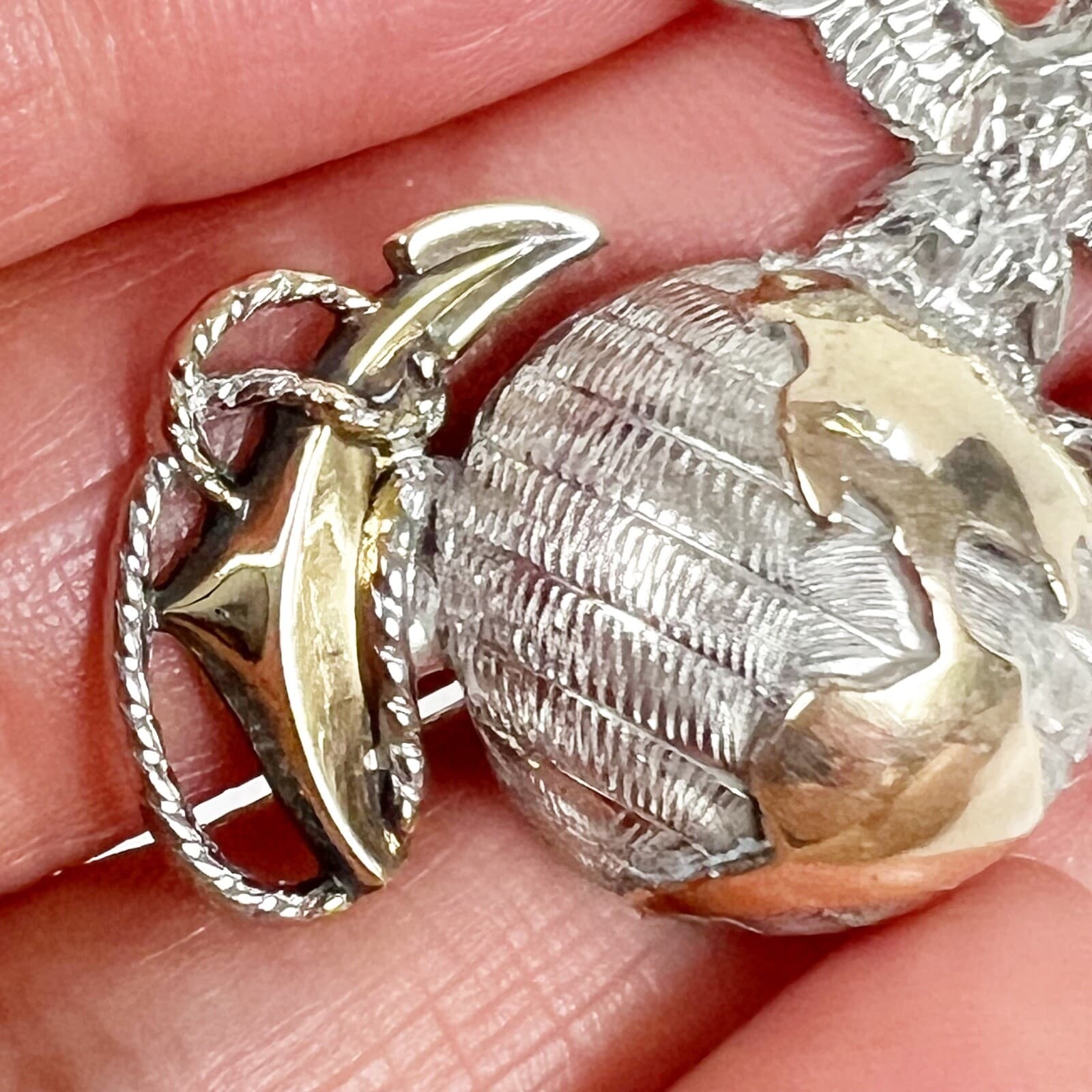 Sterling & Gold Filled WWII Vtg US Marine Officer Dress Pin Collar Insignia READ 2