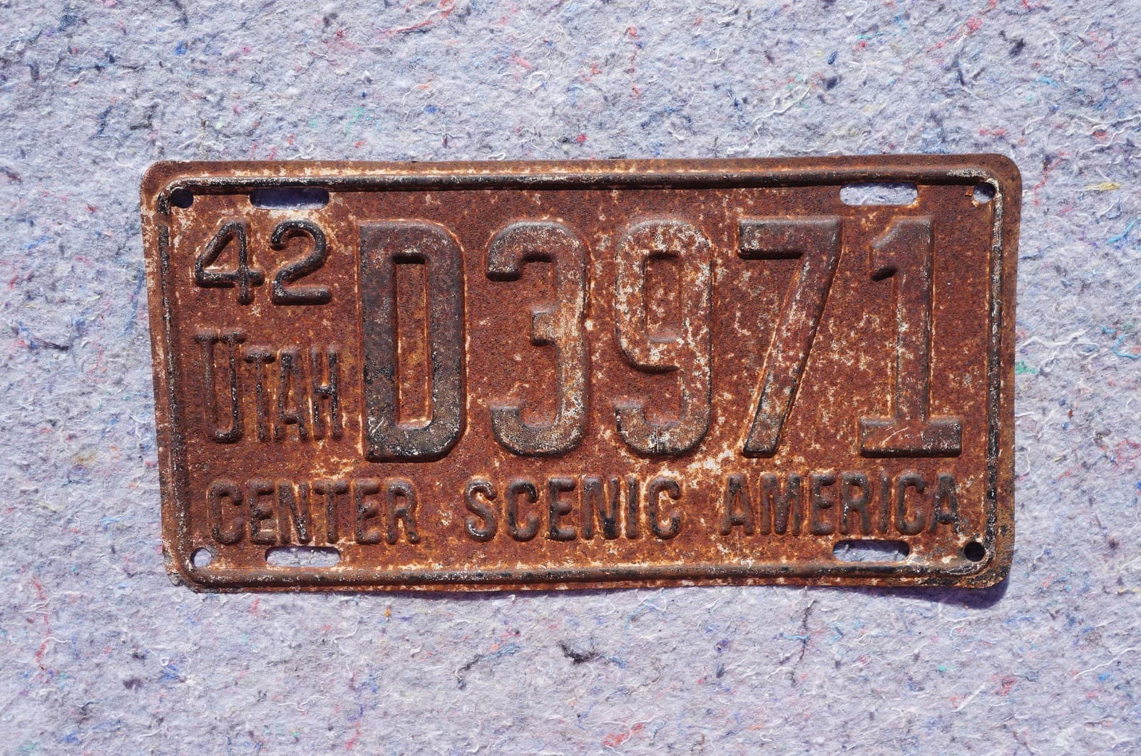 1942 UTAH License Plate - CENTER SCENIC AMERICA 2